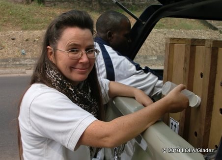 feeding Chibo on our way to Lola ya Bonobo