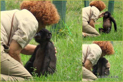 Shibombo with Claudine Claudine hugging 'Tshibombo'