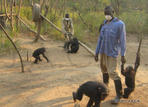 Papa Augustin (right) and Papa Marcel are both in charge of the nursery group