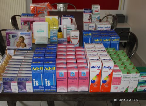 medecines bought thanks to the generosity of Carole's friends & family