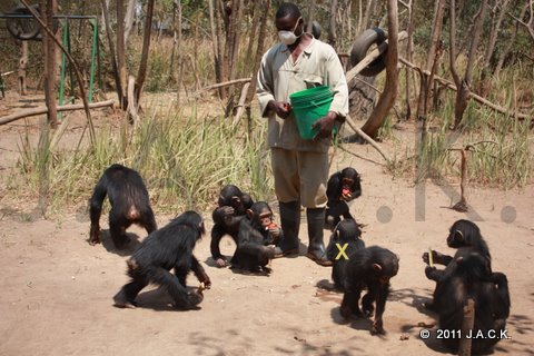 lunch time in nursery group:Ekolo (X) is in the middle/right of the picture