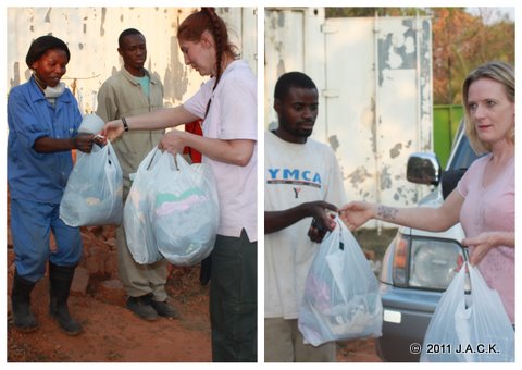 Su & Belinda offering clothes to our team